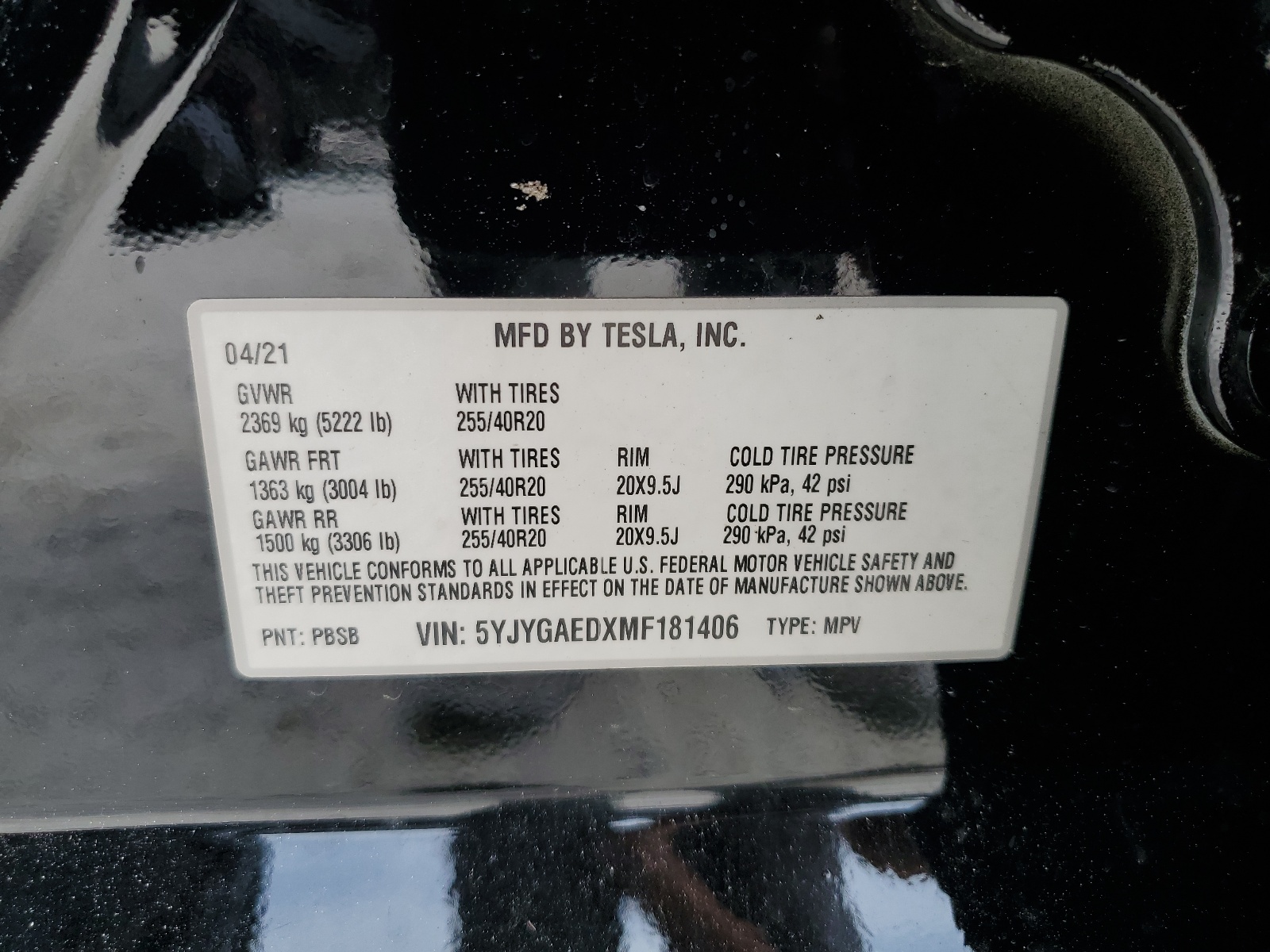 5YJYGAEDXMF181406 2021 Tesla Model Y