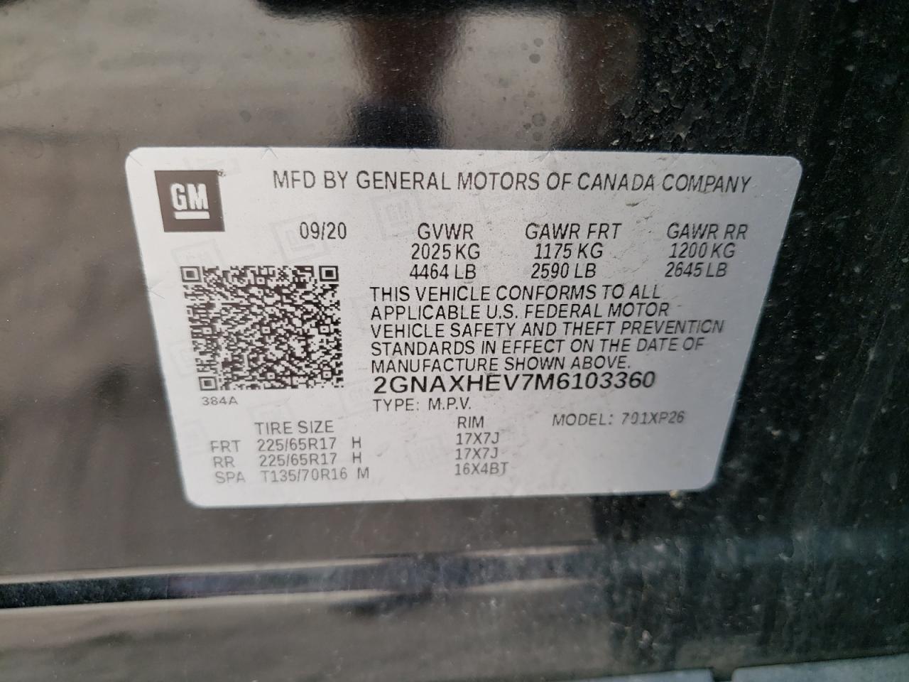 2021 Chevrolet Equinox Ls VIN: 2GNAXHEV7M6103360 Lot: 62810714