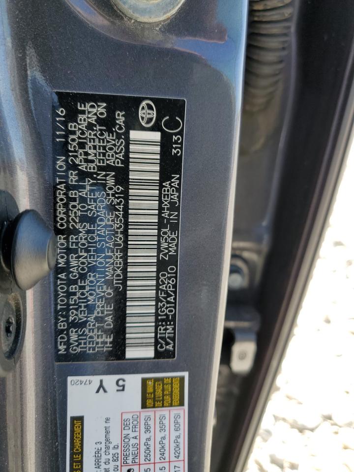 2017 Toyota Prius VIN: JTDKBRFU6H3544319 Lot: 61055254