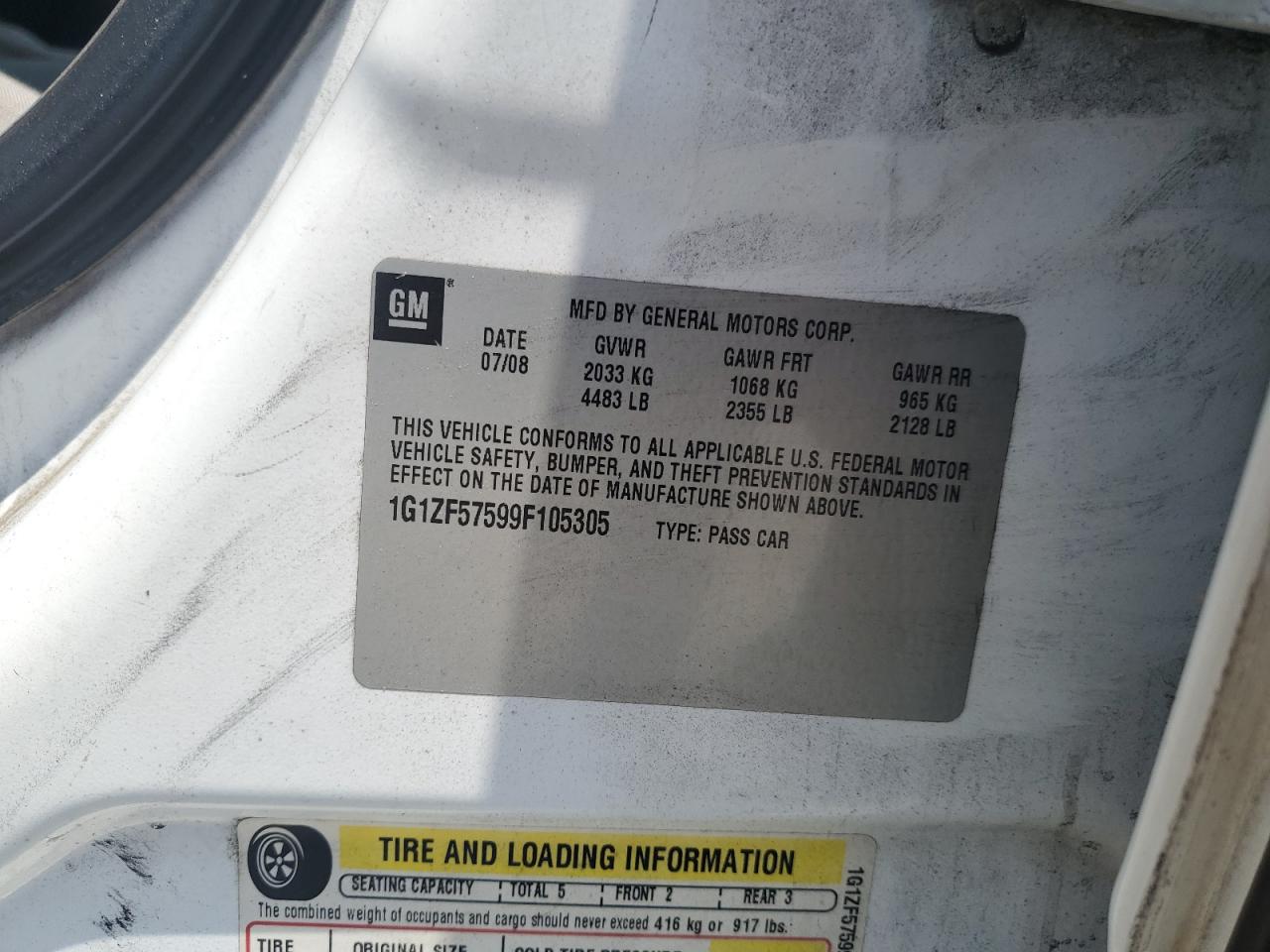 2009 Chevrolet Malibu Hybrid VIN: 1G1ZF57599F105305 Lot: 64716444