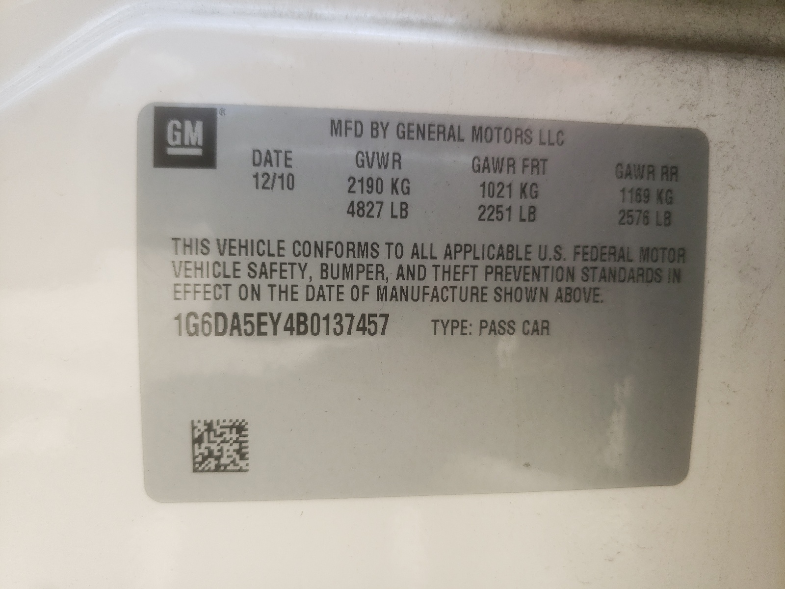 1G6DA5EY4B0137457 2011 Cadillac Cts