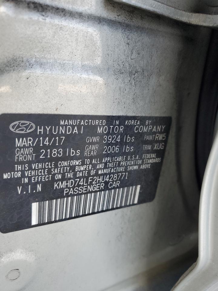 2017 Hyundai Elantra Se VIN: KMHD74LF2HU428771 Lot: 63103724