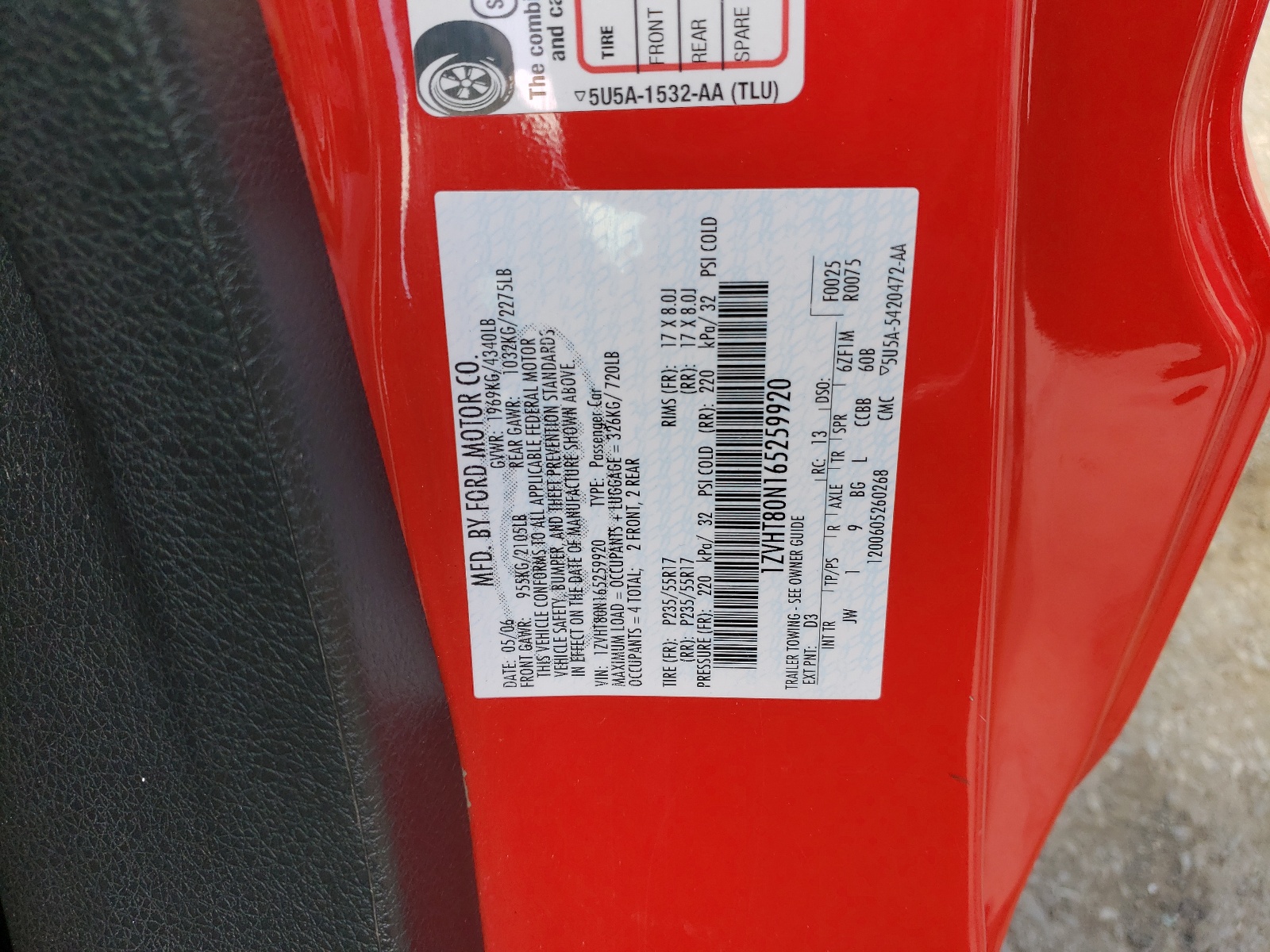 1ZVHT80N165259920 2006 Ford Mustang