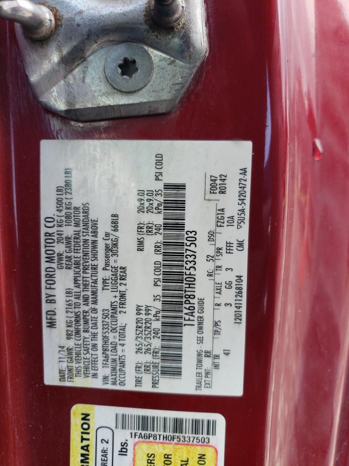 2015 Ford Mustang VIN: 1FA6P8TH0F5337503 Lot: 61640674