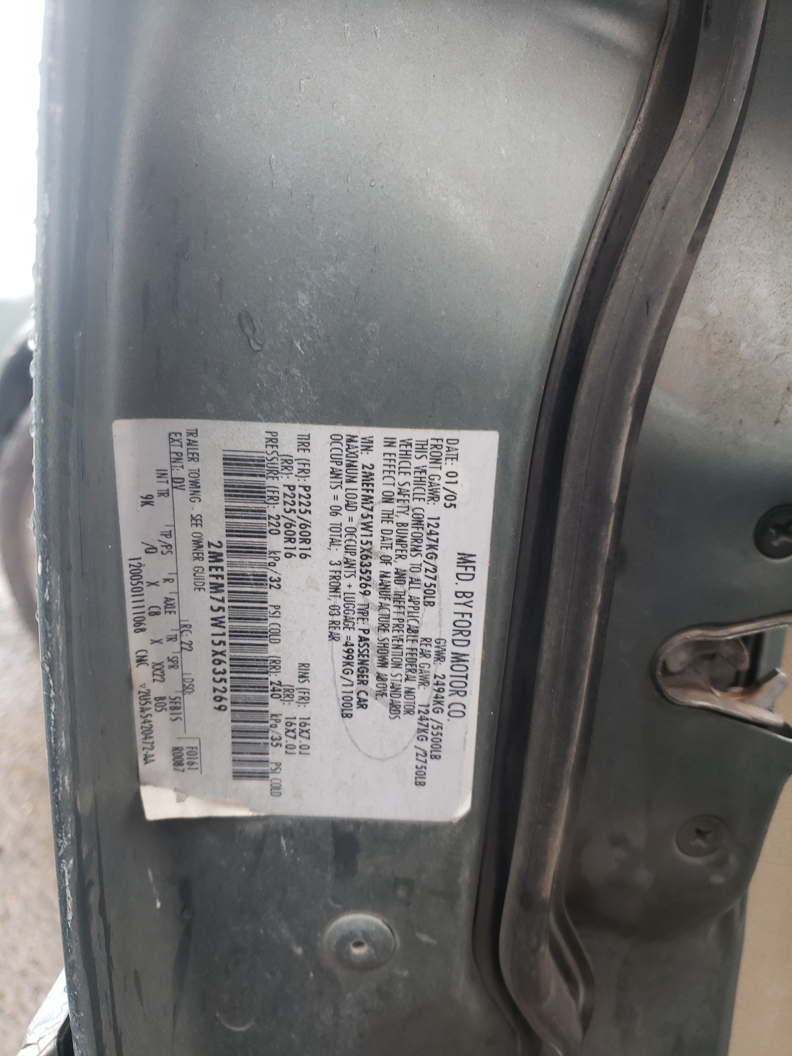 2MEFM75W15X635269 2005 Mercury Grand Marquis Ls