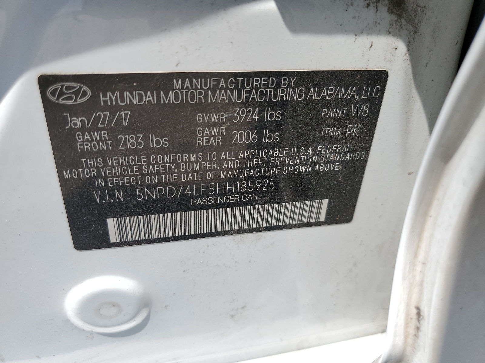 5NPD74LF5HH185925 2017 Hyundai Elantra Se