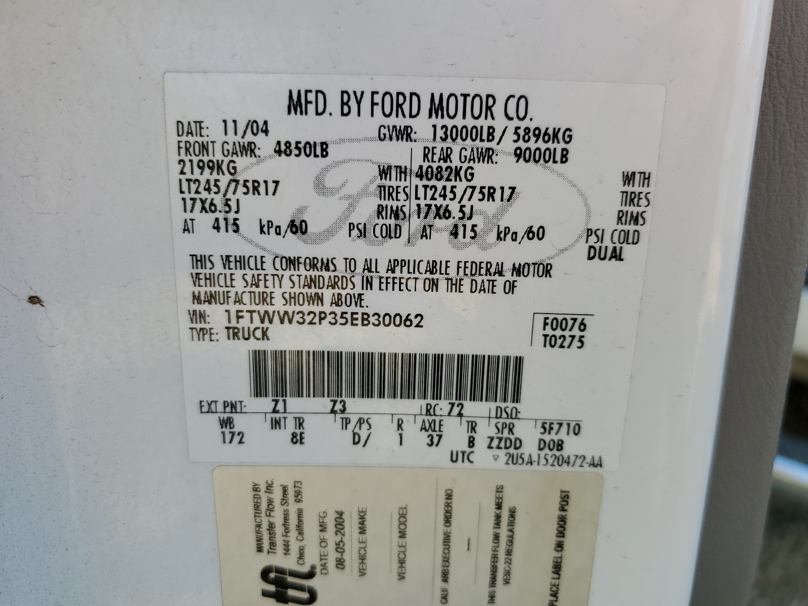 1FTWW32P35EB30062 2005 Ford F350 Super Duty