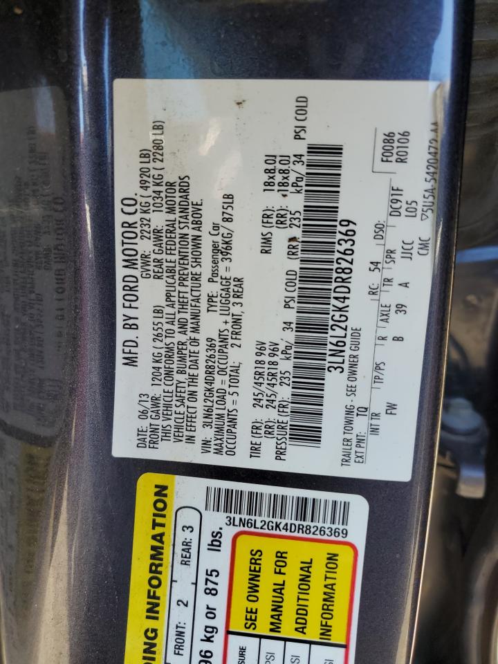 2013 Lincoln Mkz VIN: 3LN6L2GK4DR826369 Lot: 60570274