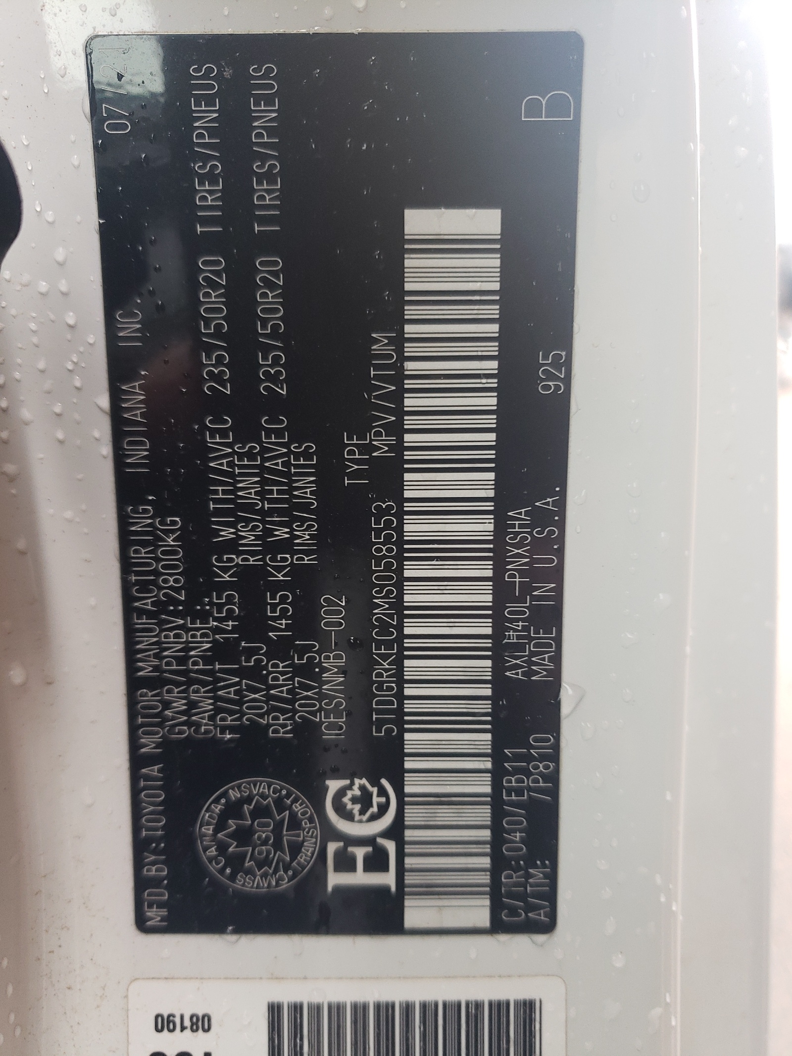 5TDGRKEC2MS058553 2021 Toyota Sienna Le