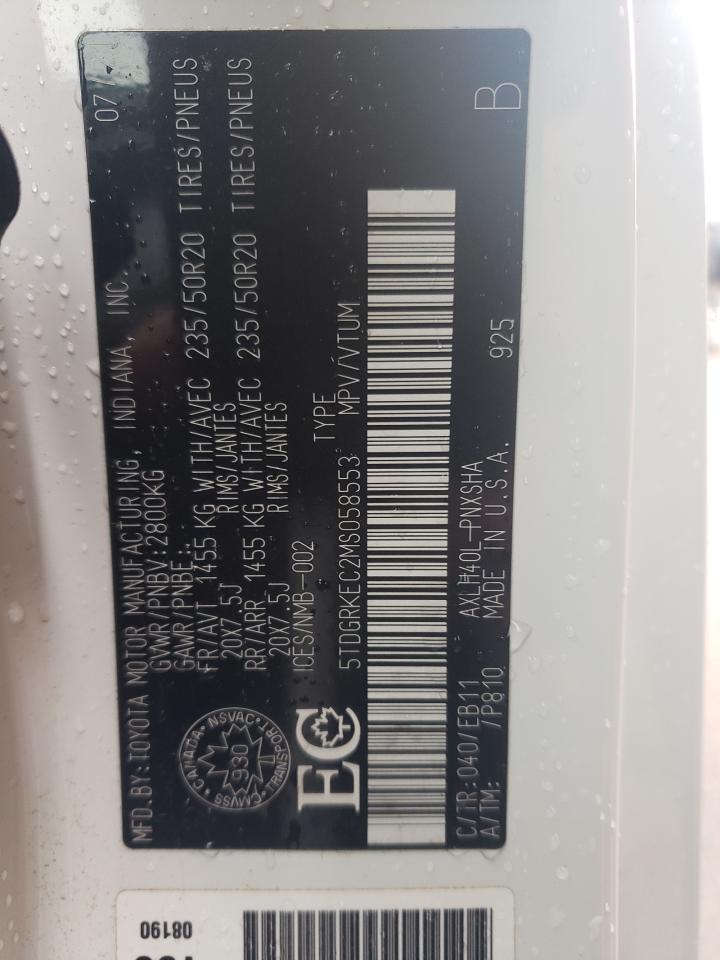 2021 Toyota Sienna Le VIN: 5TDGRKEC2MS058553 Lot: 63864064