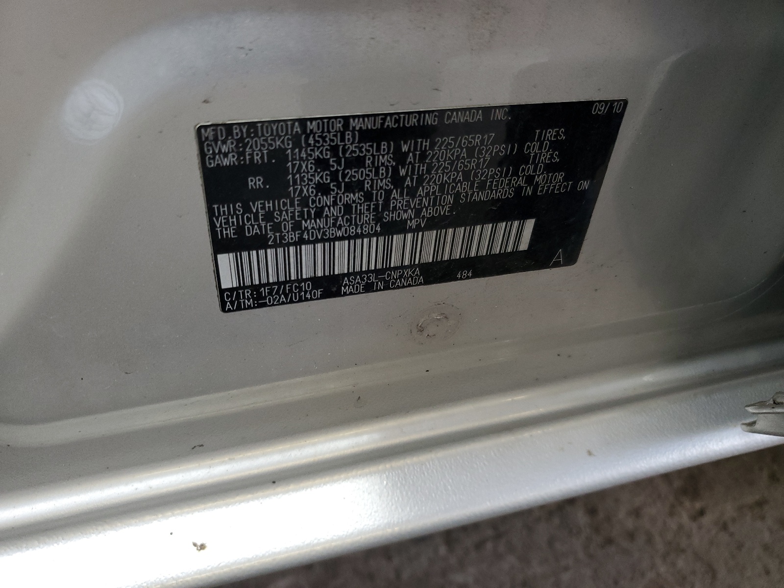 2T3BF4DV3BW084804 2011 Toyota Rav4