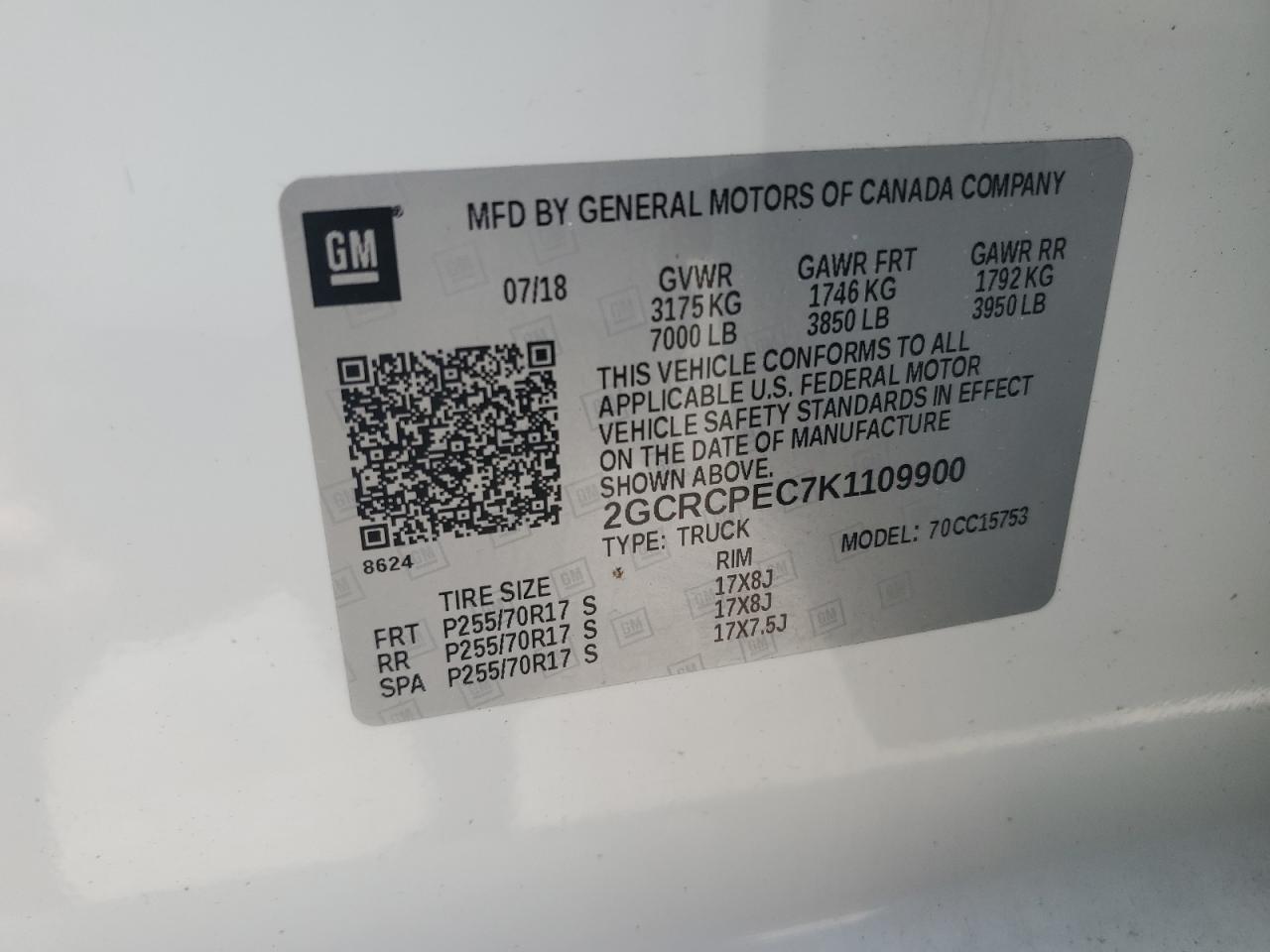 2GCRCPEC7K1109900 2019 Chevrolet Silverado Ld C1500 Lt