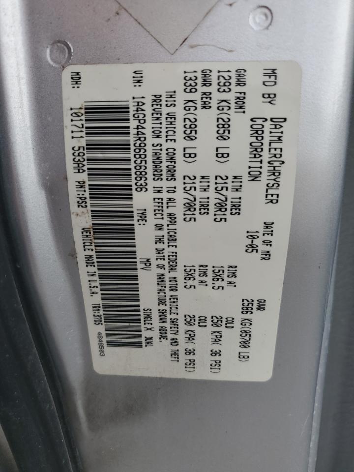 2006 Chrysler Town & Country Lx VIN: 1A4GP44R96B568636 Lot: 64507834