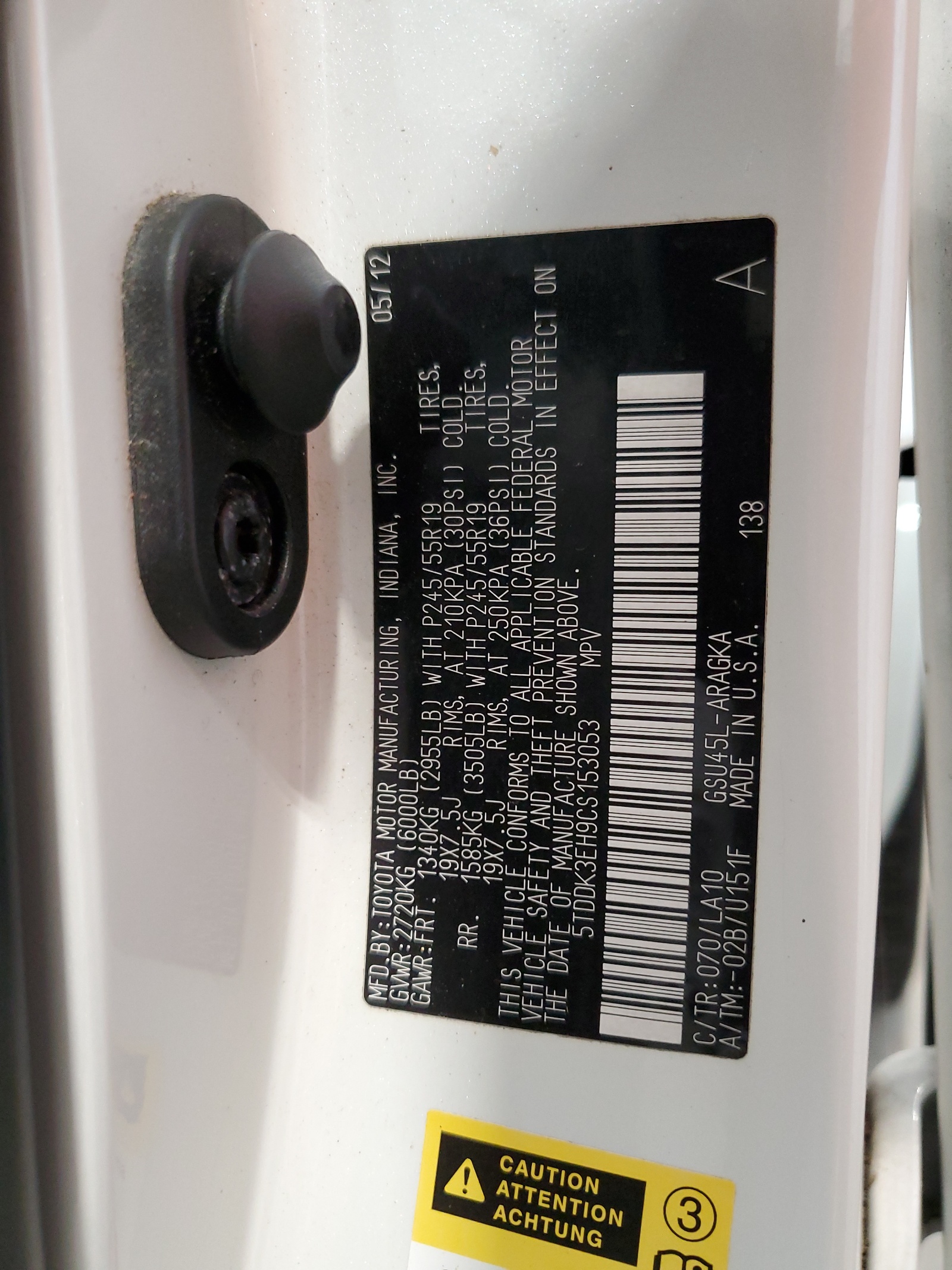 5TDDK3EH9CS153053 2012 Toyota Highlander Limited