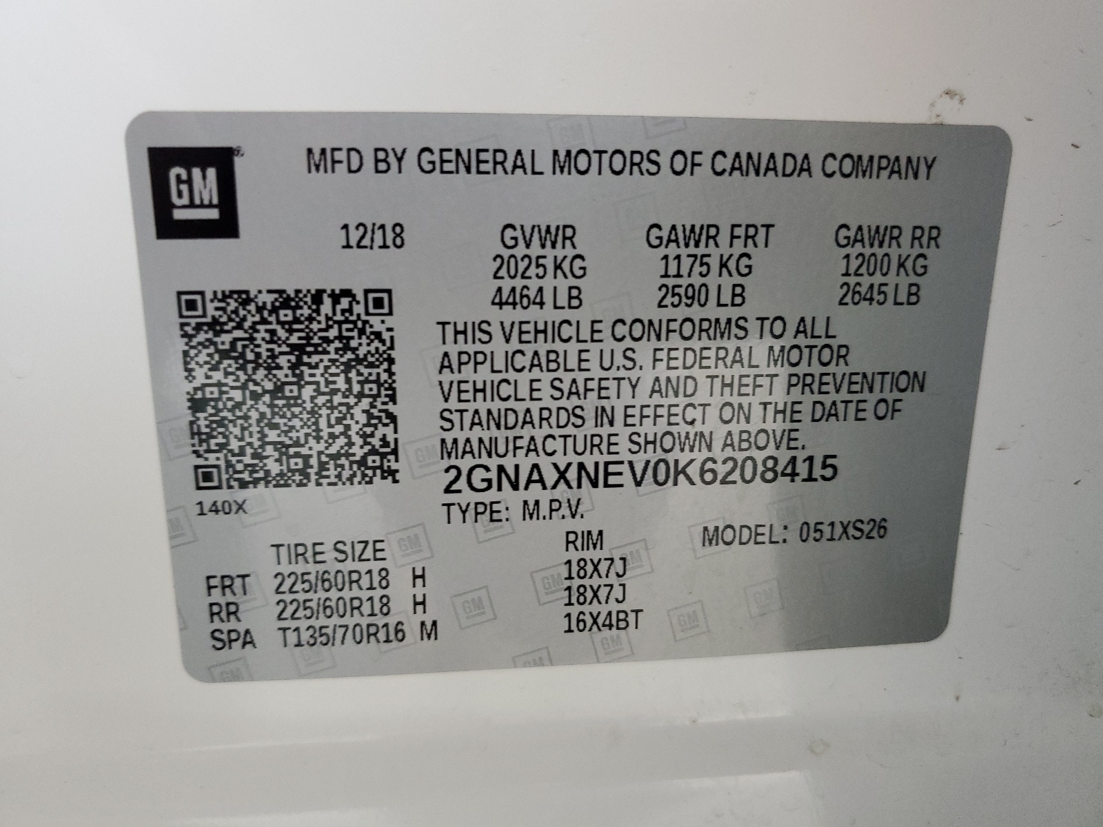 2GNAXNEV0K6208415 2019 Chevrolet Equinox Premier
