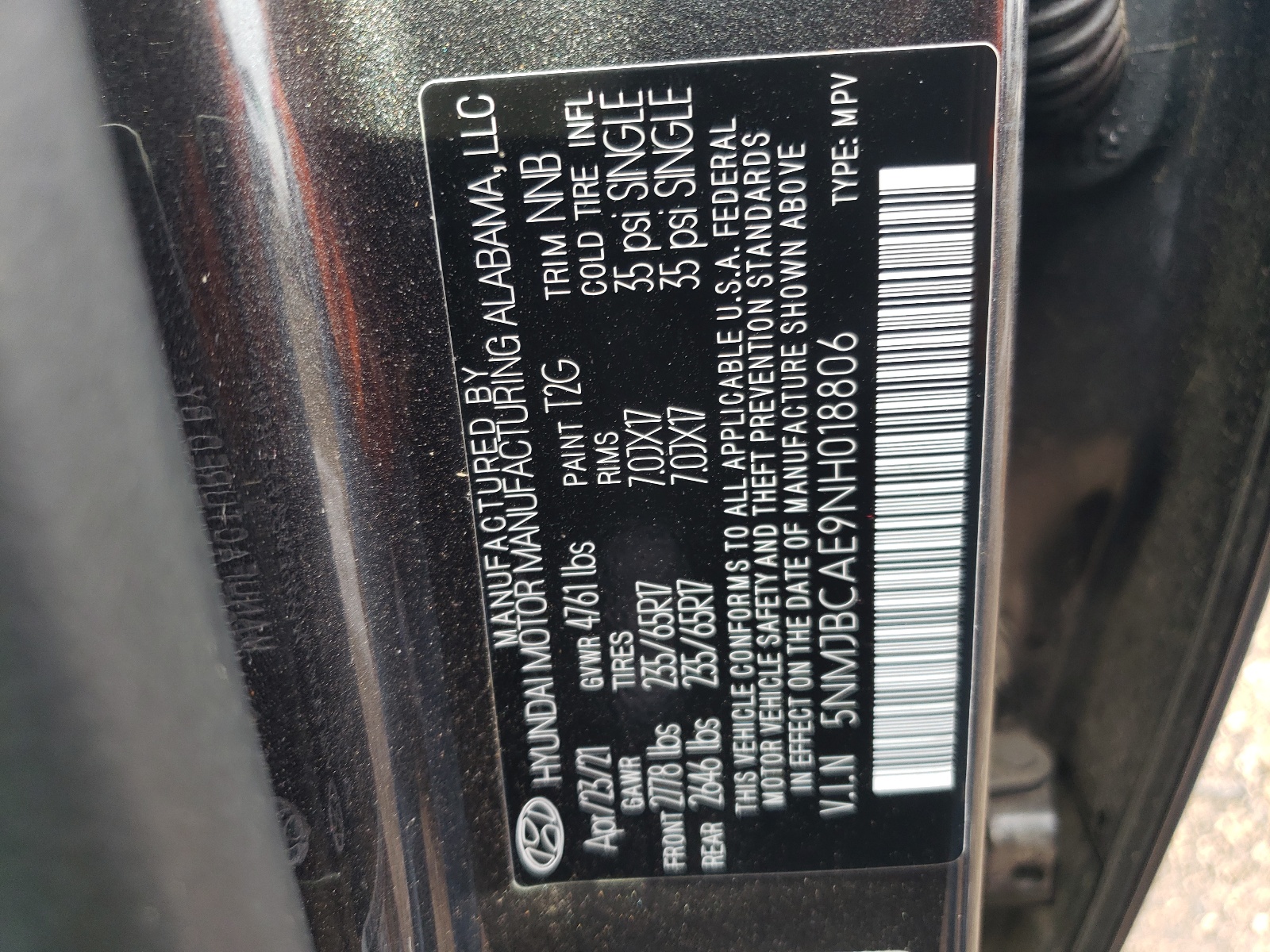 5NMJBCAE9NH018806 2022 Hyundai Tucson Sel