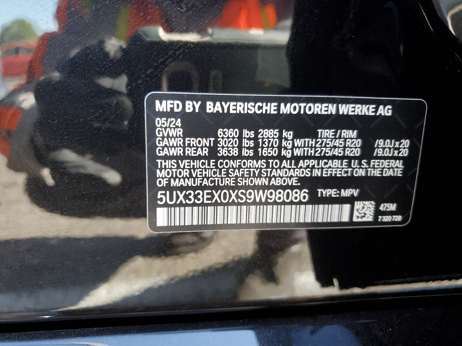 5UX33EX0XS9W98086 2025 BMW X6 xDrive40I