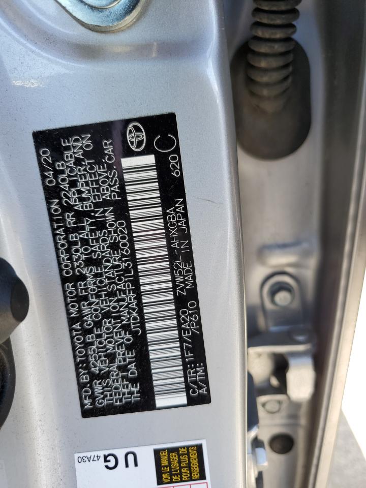 2020 Toyota Prius Prime Le VIN: JTDKARFP1L3160020 Lot: 61451004