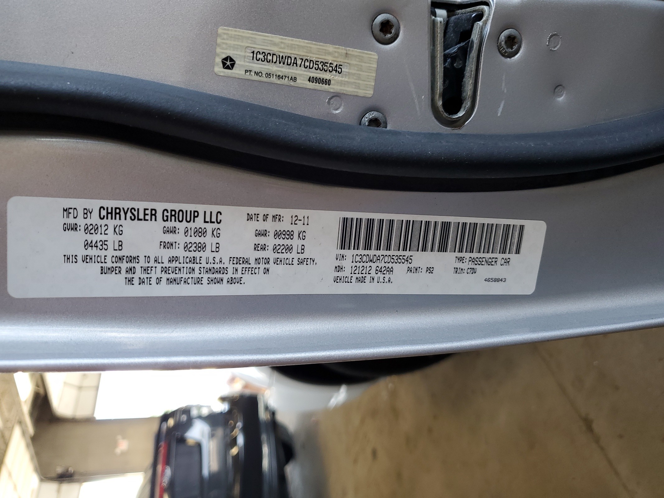 1C3CDWDA7CD535545 2012 Dodge Caliber Sxt