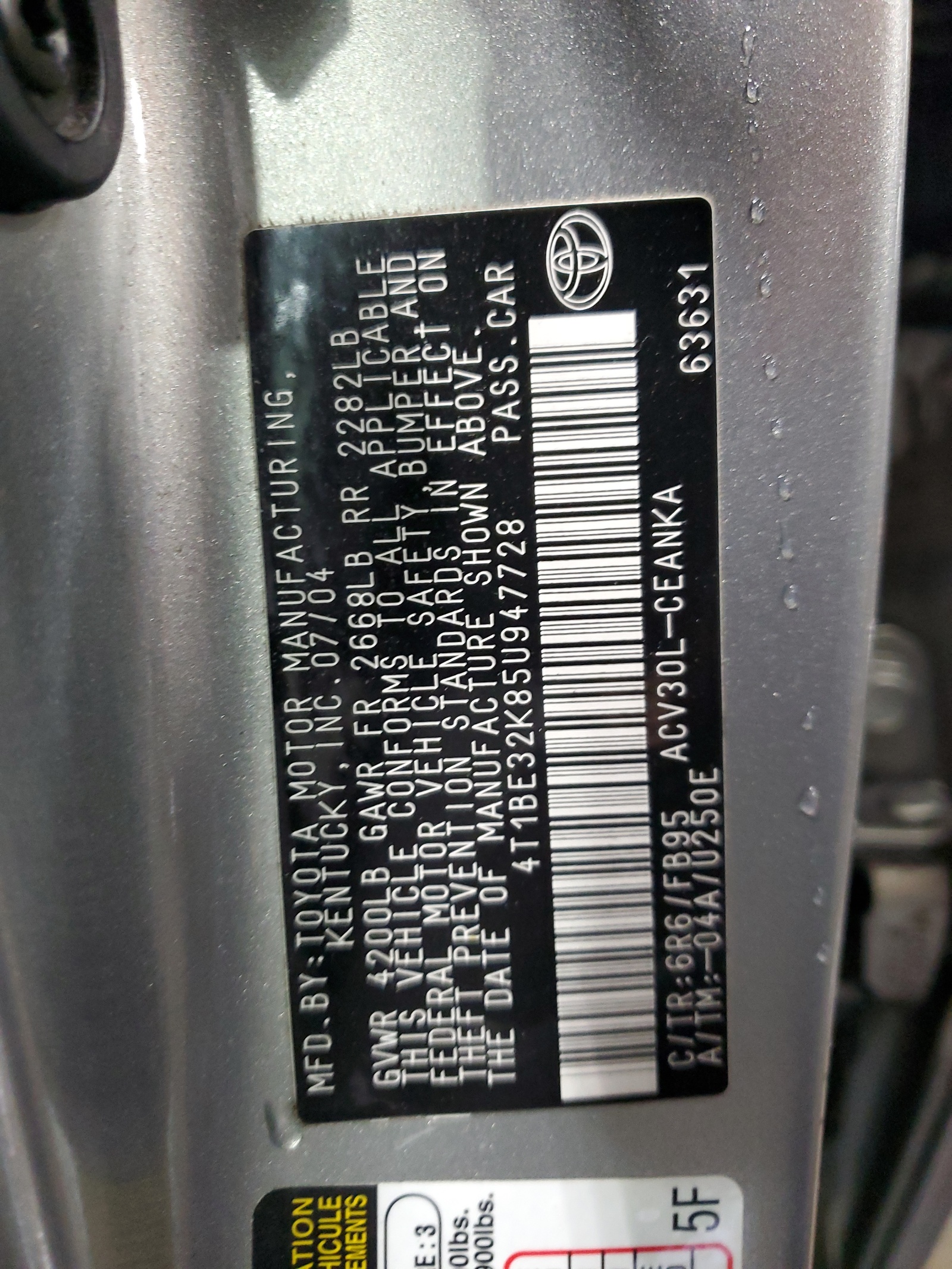 4T1BE32K85U947728 2005 Toyota Camry Le