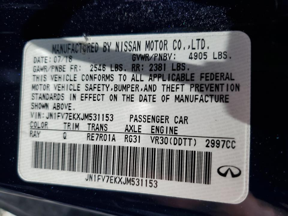 JN1FV7EKXJM531153 2018 Infiniti Q60 Red Sport 400