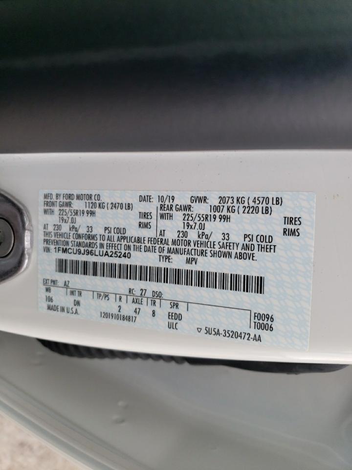 2020 Ford Escape Titanium VIN: 1FMCU9J96LUA25240 Lot: 64480324