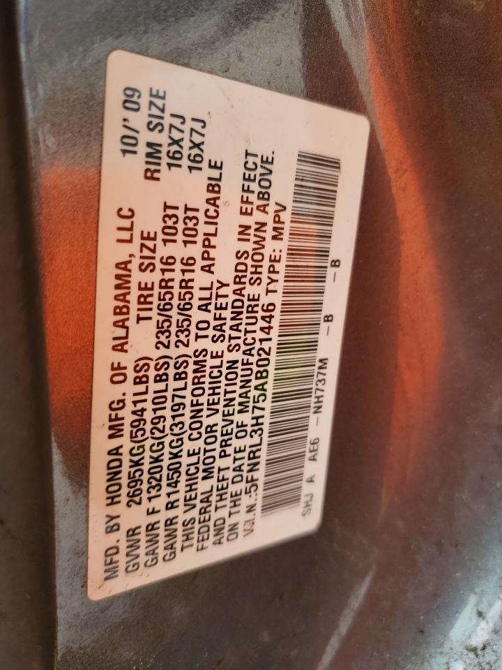 2010 Honda Odyssey Exl VIN: 5FNRL3H75AB021446 Lot: 64402704