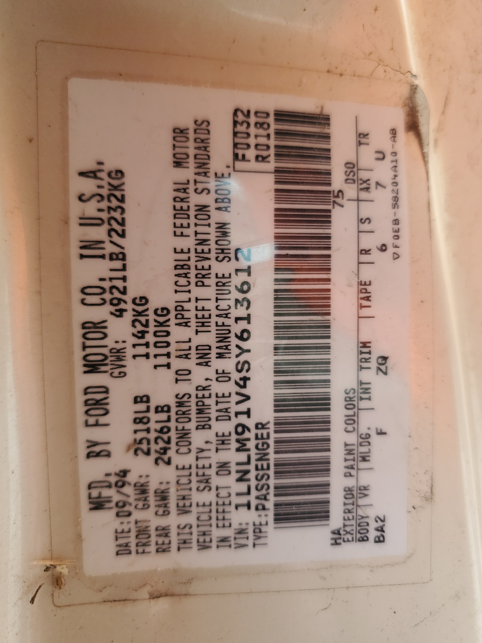 1LNLM91V4SY613612 1995 Lincoln Mark Viii Base