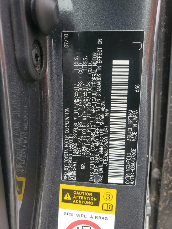 2010 Toyota Highlander VIN: JTEZA3EH2A2011491 Lot: 65049934