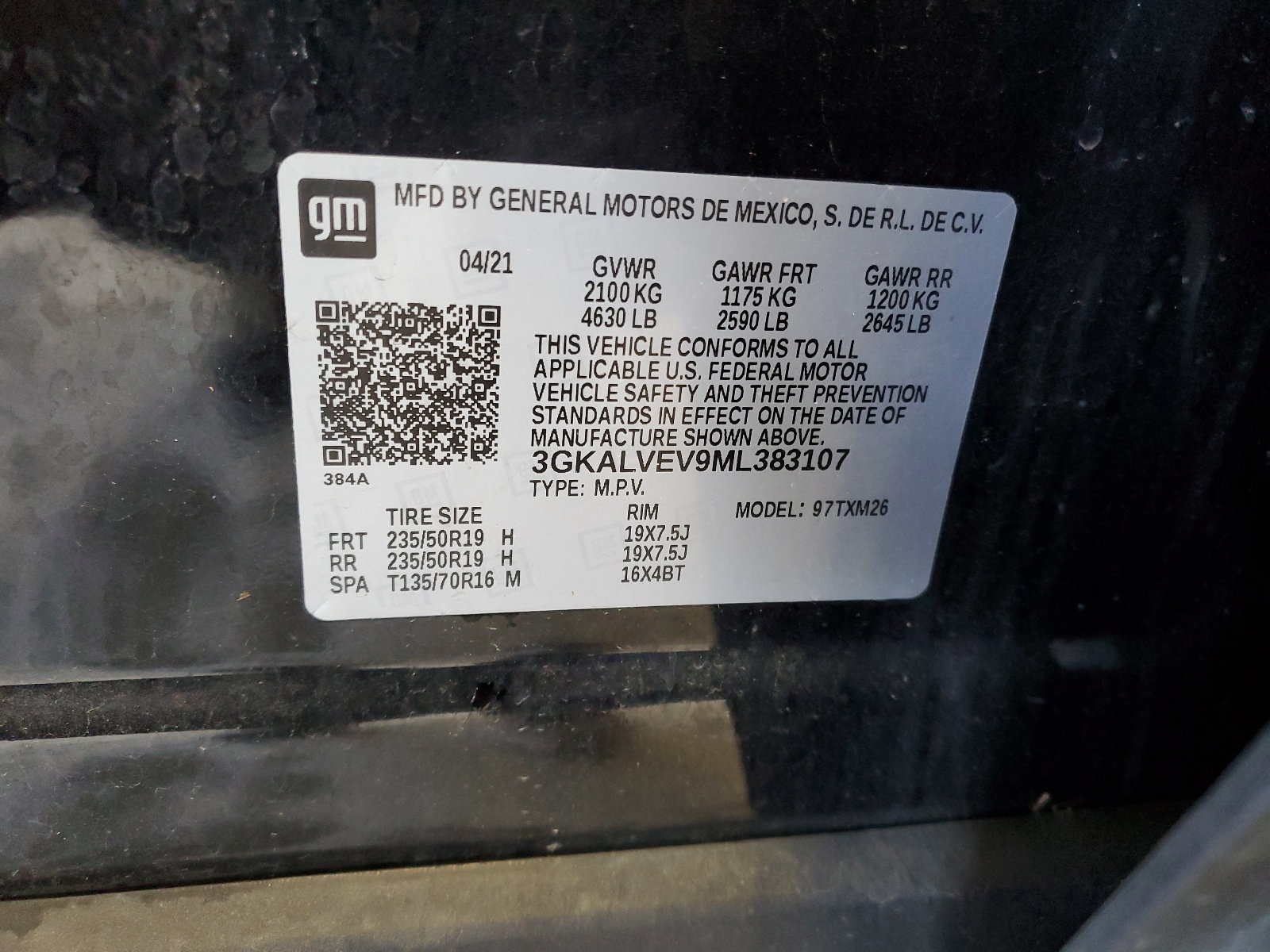 3GKALVEV9ML383107 2021 GMC Terrain Slt