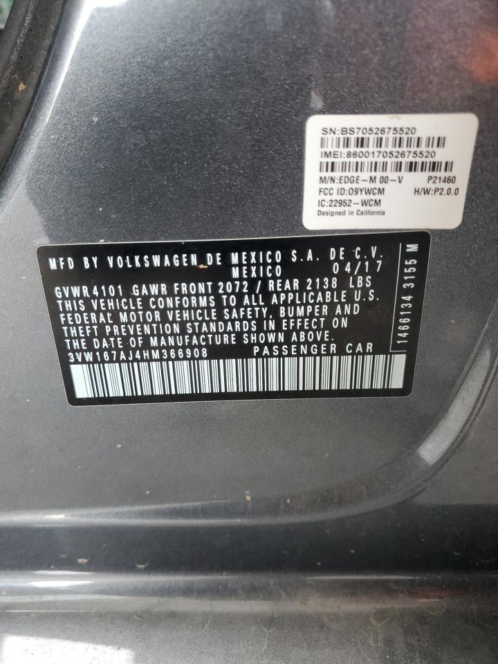 2017 Volkswagen Jetta S VIN: 3VW167AJ4HM366908 Lot: 63068744