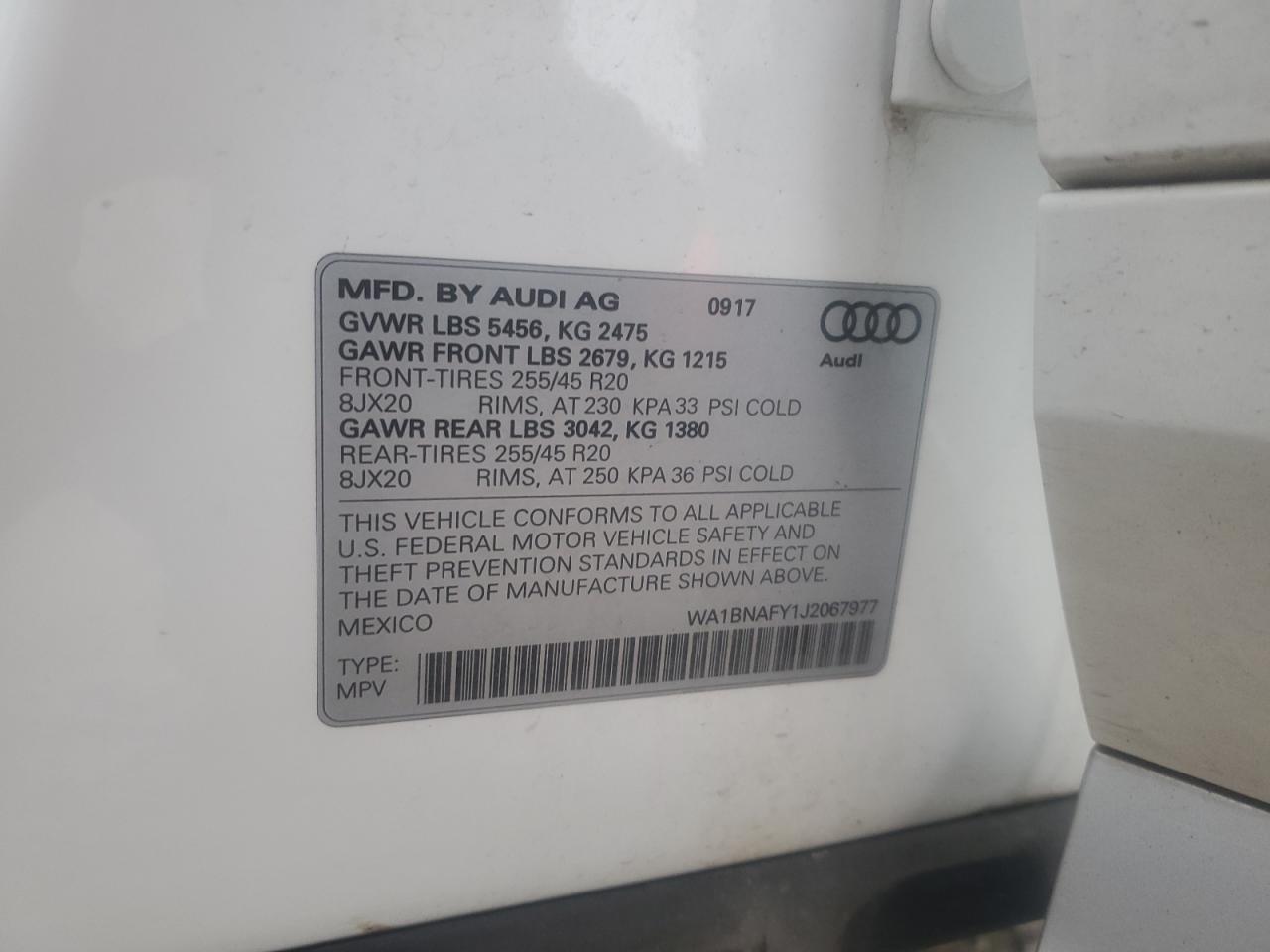 2018 Audi Q5 Premium Plus VIN: WA1BNAFY1J2067977 Lot: 64751454