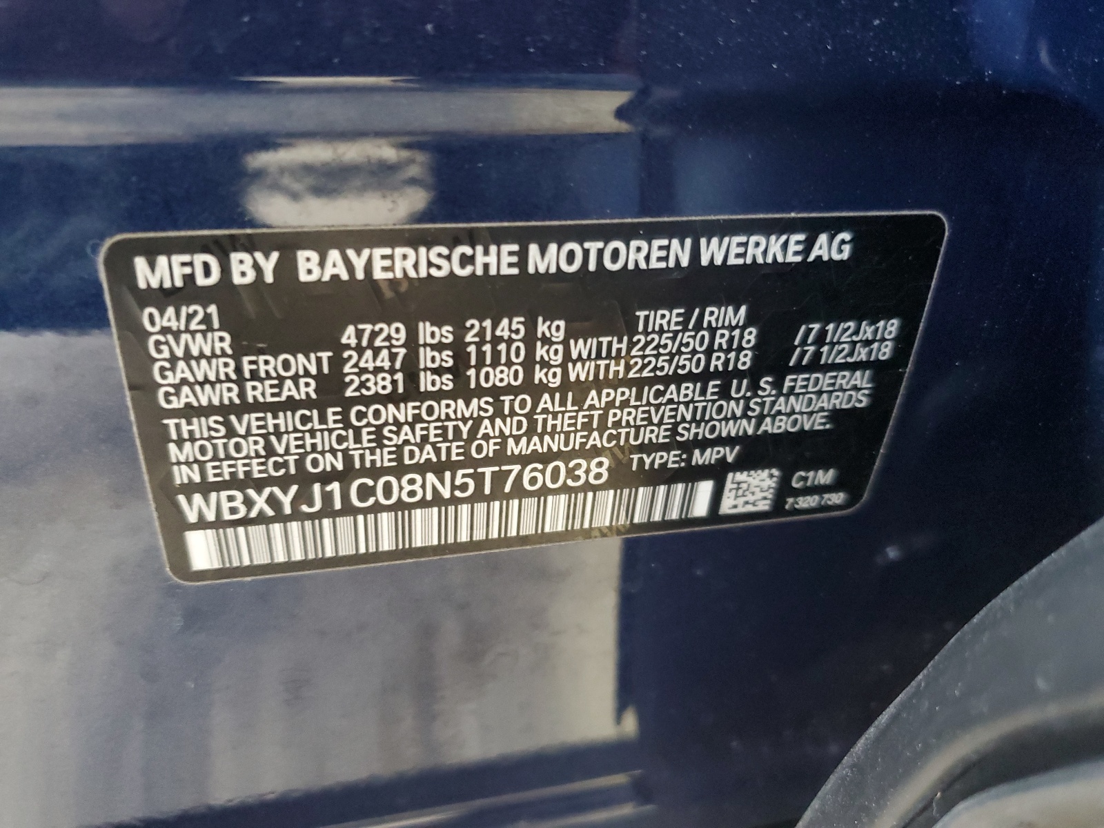 WBXYJ1C08N5T76038 2022 BMW X2 xDrive28I