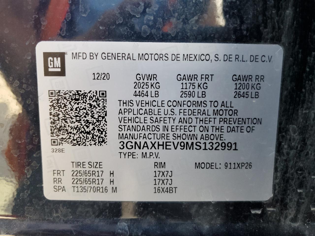 3GNAXHEV9MS132991 2021 Chevrolet Equinox Ls