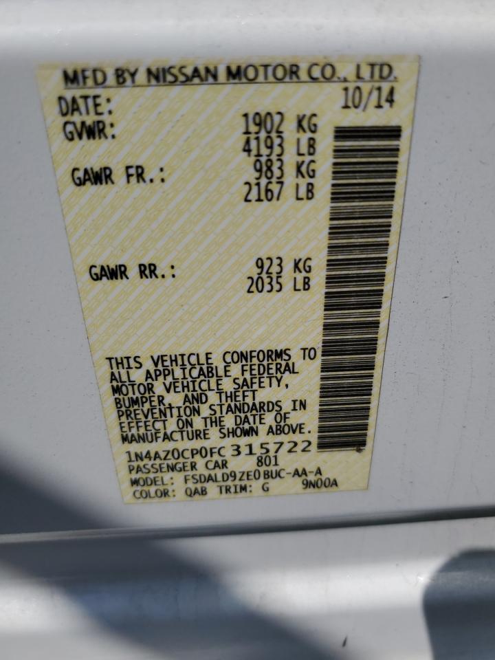 2015 Nissan Leaf S VIN: 1N4AZ0CP0FC315722 Lot: 64685924