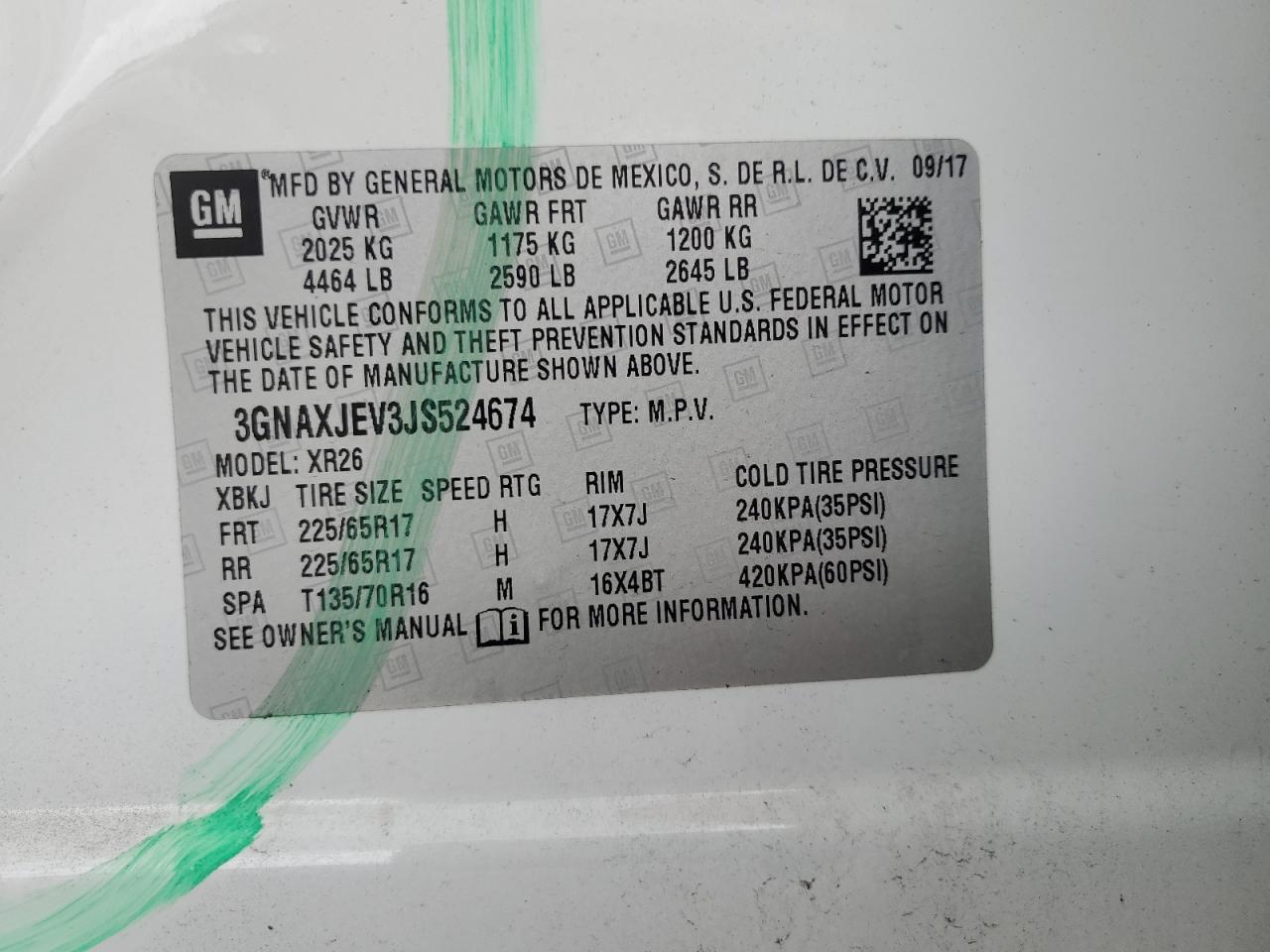 2018 Chevrolet Equinox Lt VIN: 3GNAXJEV3JS524674 Lot: 64980044