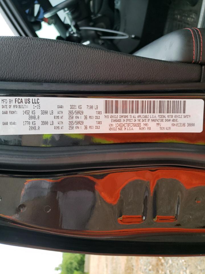 2015 Dodge Durango R/T VIN: 1C4SDHCT8FC760265 Lot: 64090034