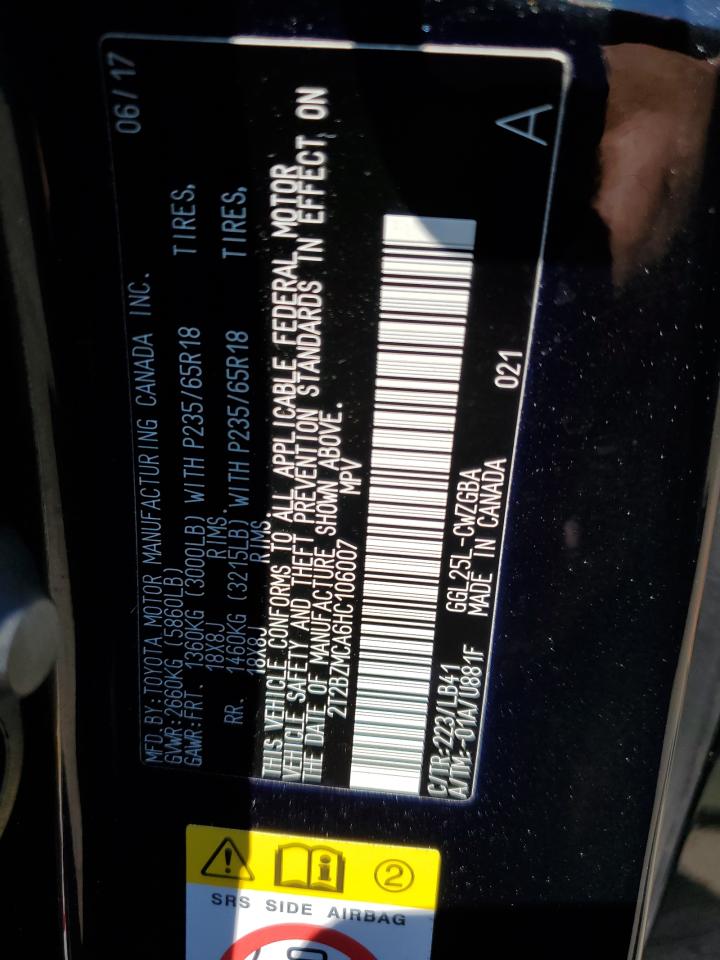 2017 Lexus Rx 350 Base VIN: 2T2BZMCA6HC106007 Lot: 63882444