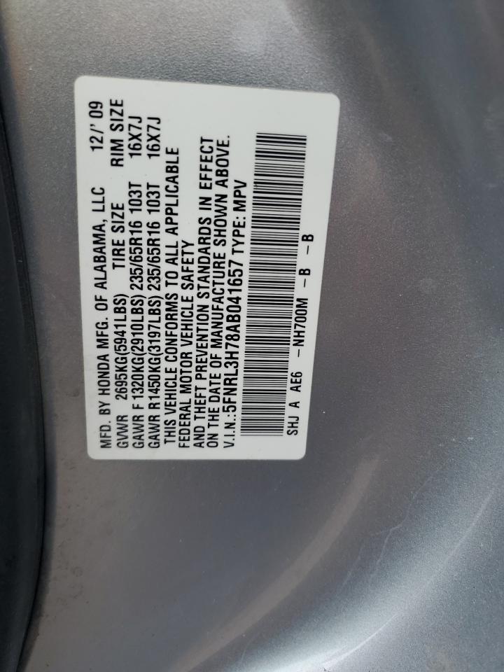 2010 Honda Odyssey Exl VIN: 5FNRL3H78AB041657 Lot: 61378774