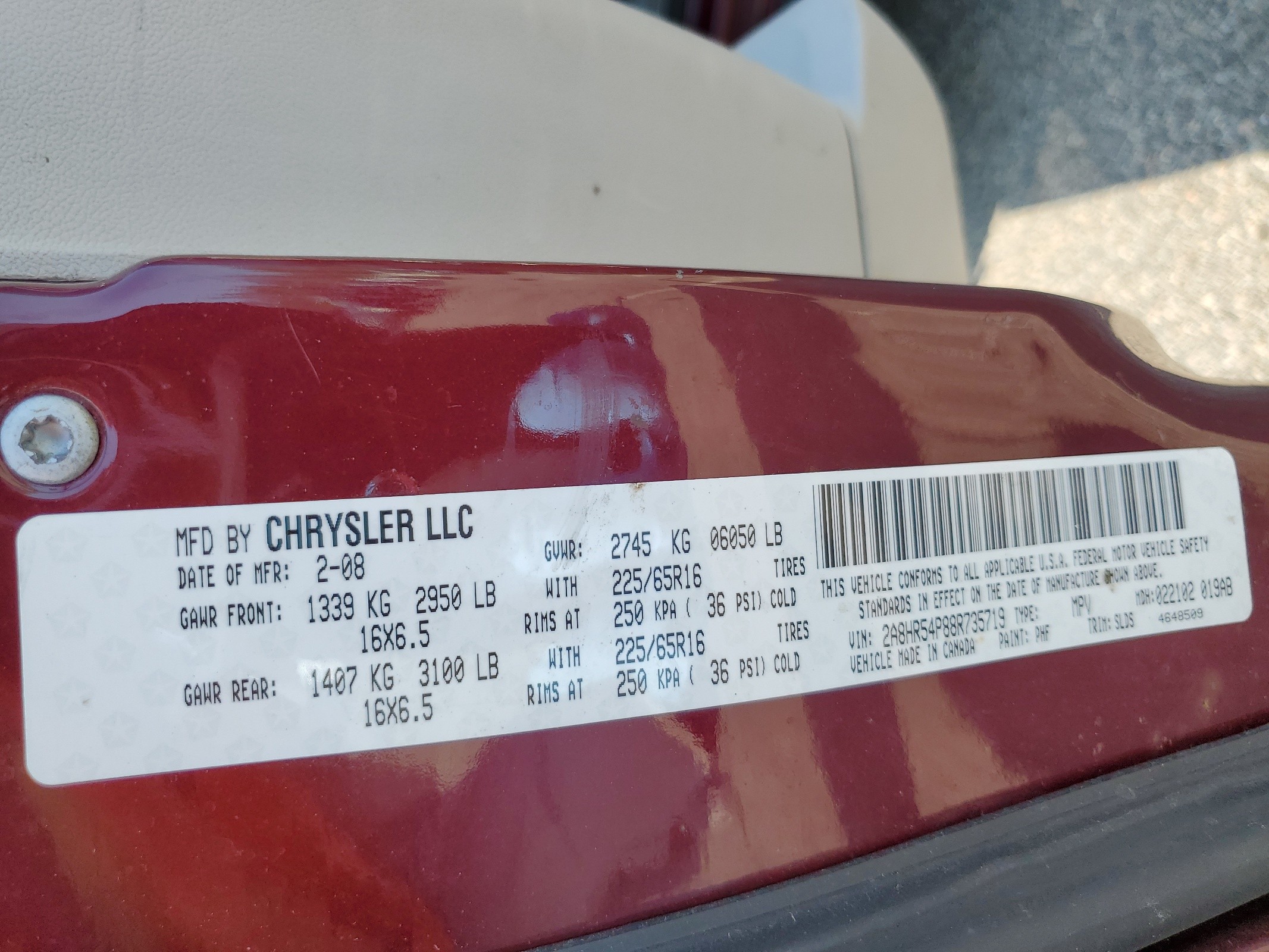 2A8HR54P88R735719 2008 Chrysler Town & Country Touring