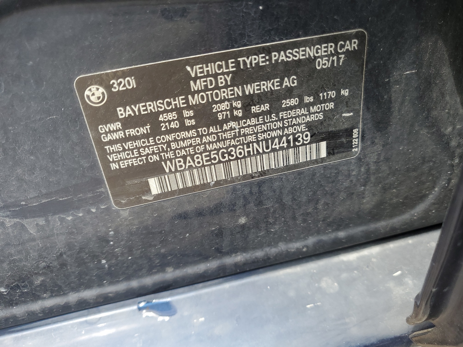 WBA8E5G36HNU44139 2017 BMW 320 Xi