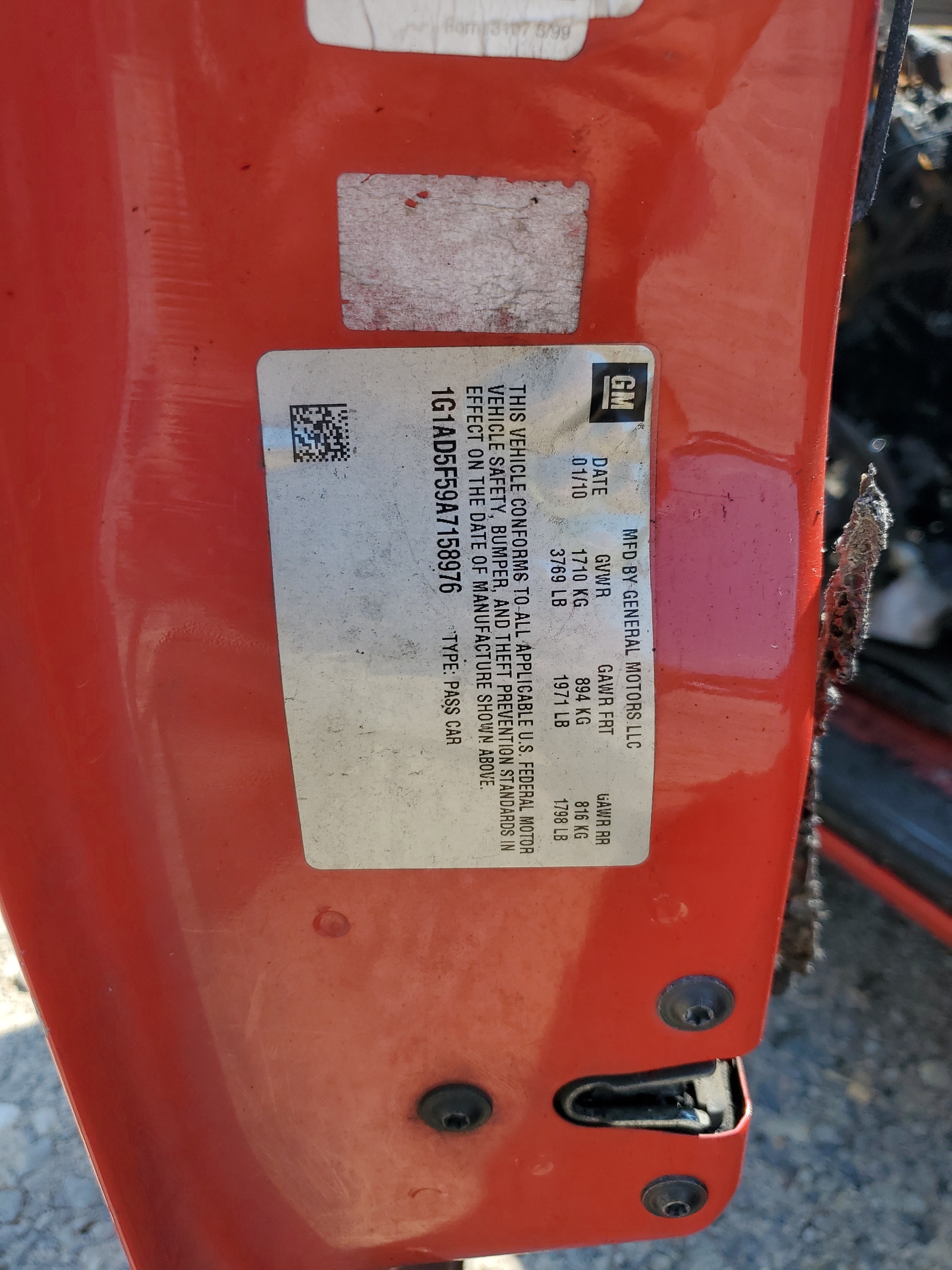 1G1AD5F59A7158976 2010 Chevrolet Cobalt 1Lt