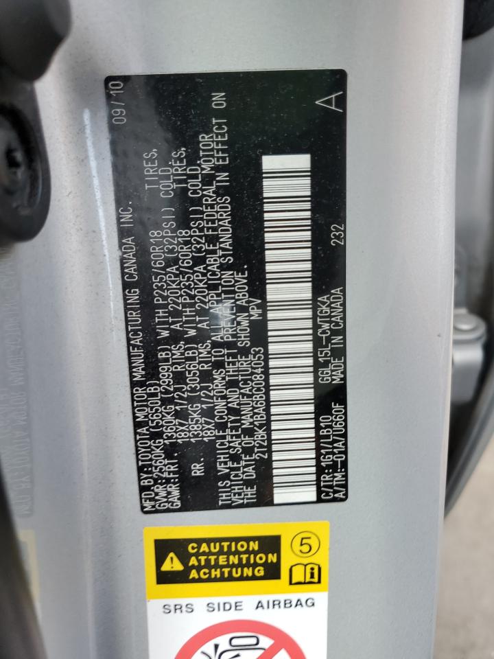 2011 Lexus Rx 350 VIN: 2T2BK1BA6BC084053 Lot: 64471274