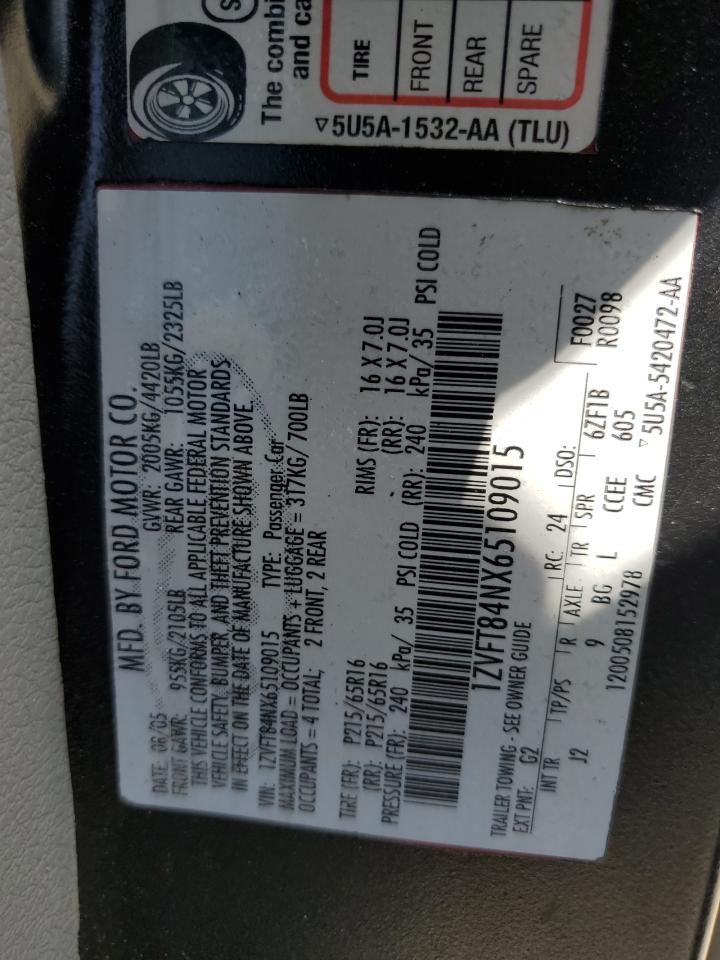 2006 Ford Mustang VIN: 1ZVFT84NX65109015 Lot: 63757824