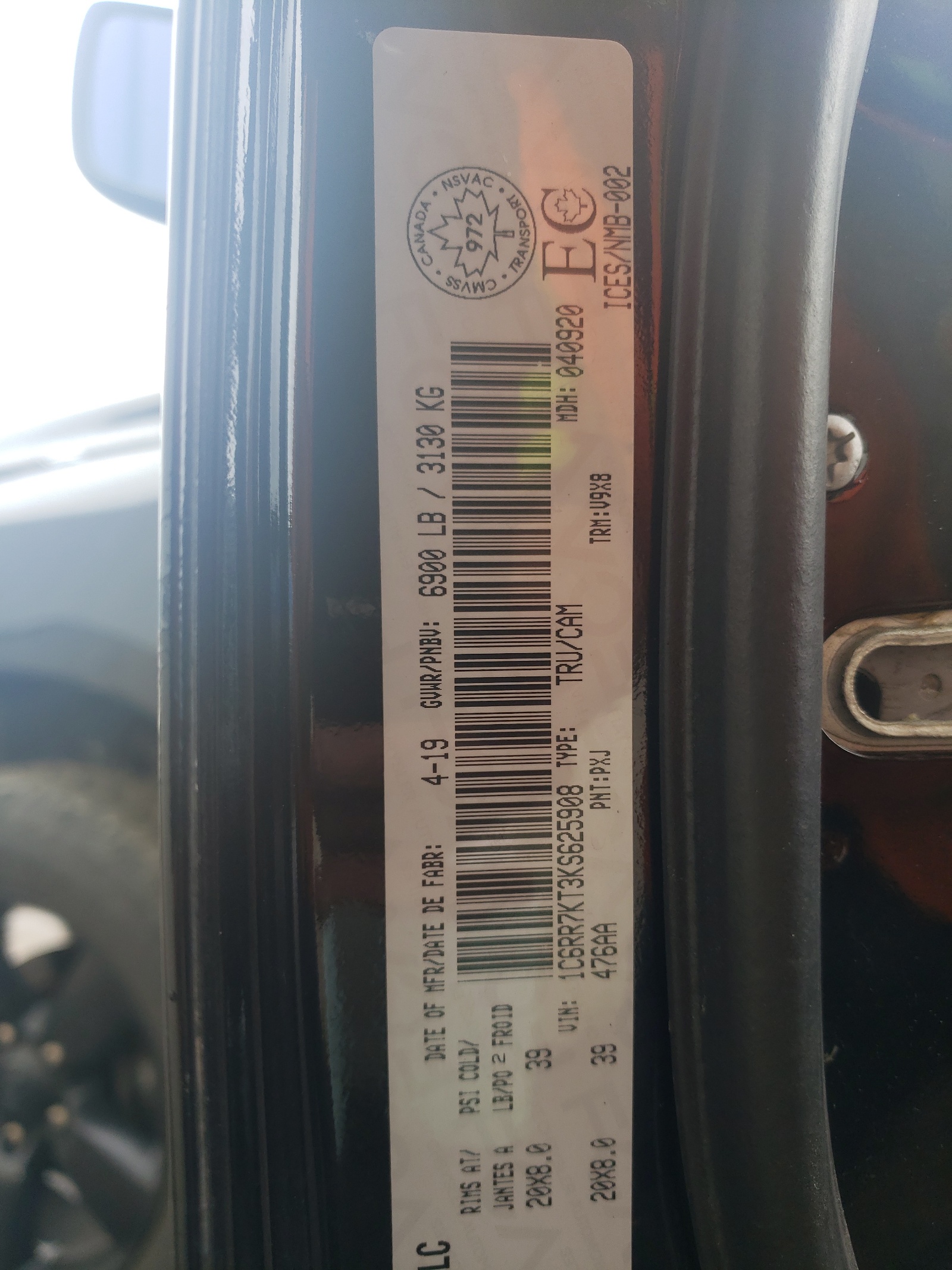 1C6RR7KT3KS625908 2019 Ram 1500 Classic Tradesman