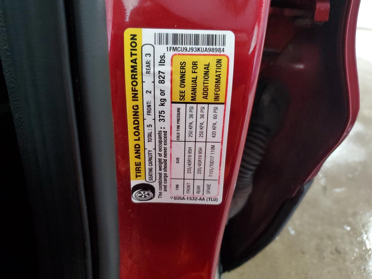 2019 Ford Escape Titanium VIN: 1FMCU9J93KUA98984 Lot: 63232064