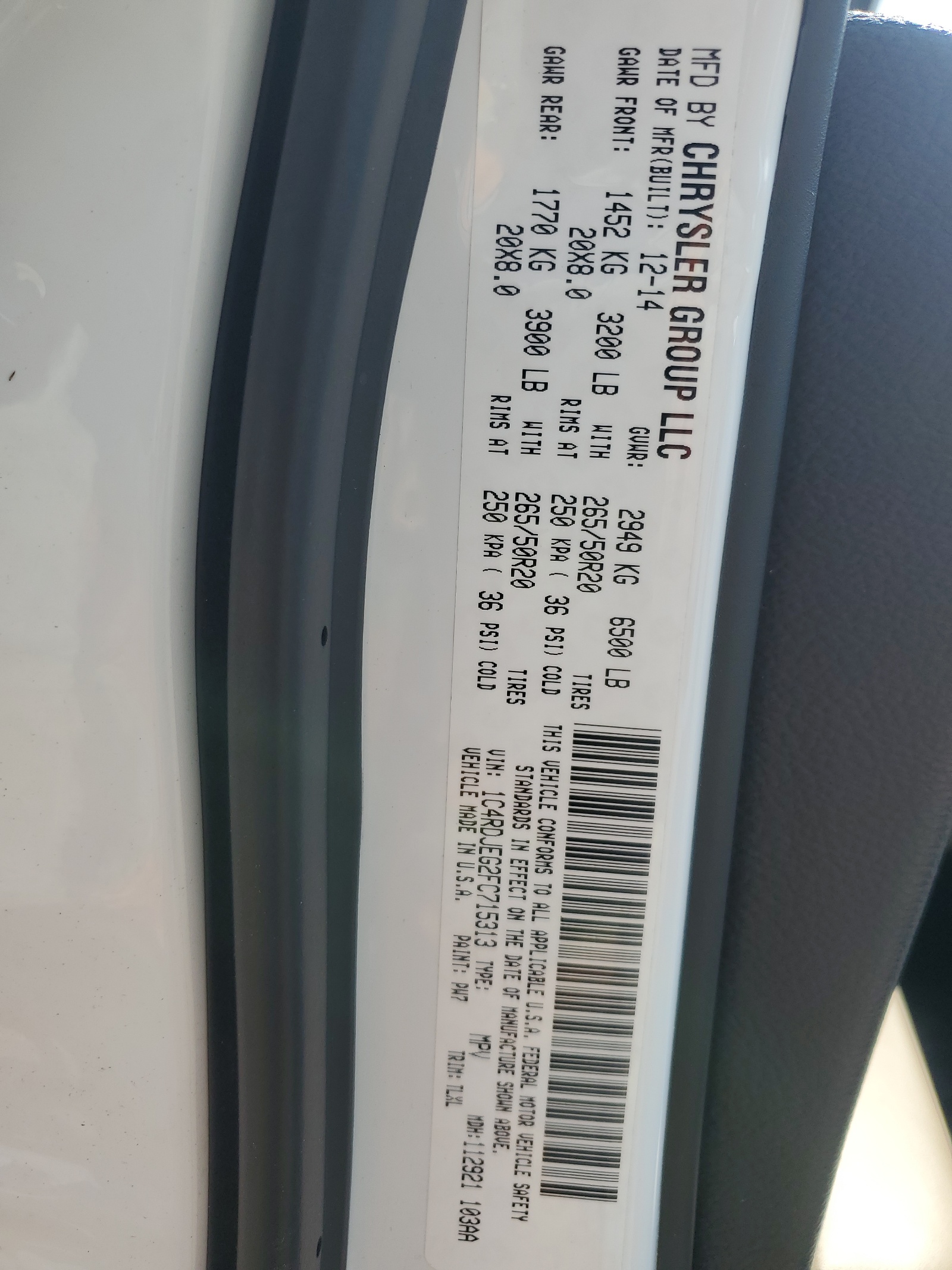 1C4RDJEG2FC715313 2015 Dodge Durango Citadel