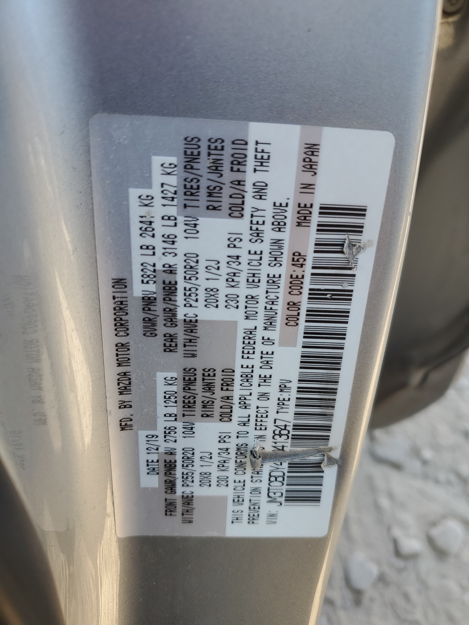 JM3TCBDY4L0413647 2020 Mazda Cx-9 Grand Touring