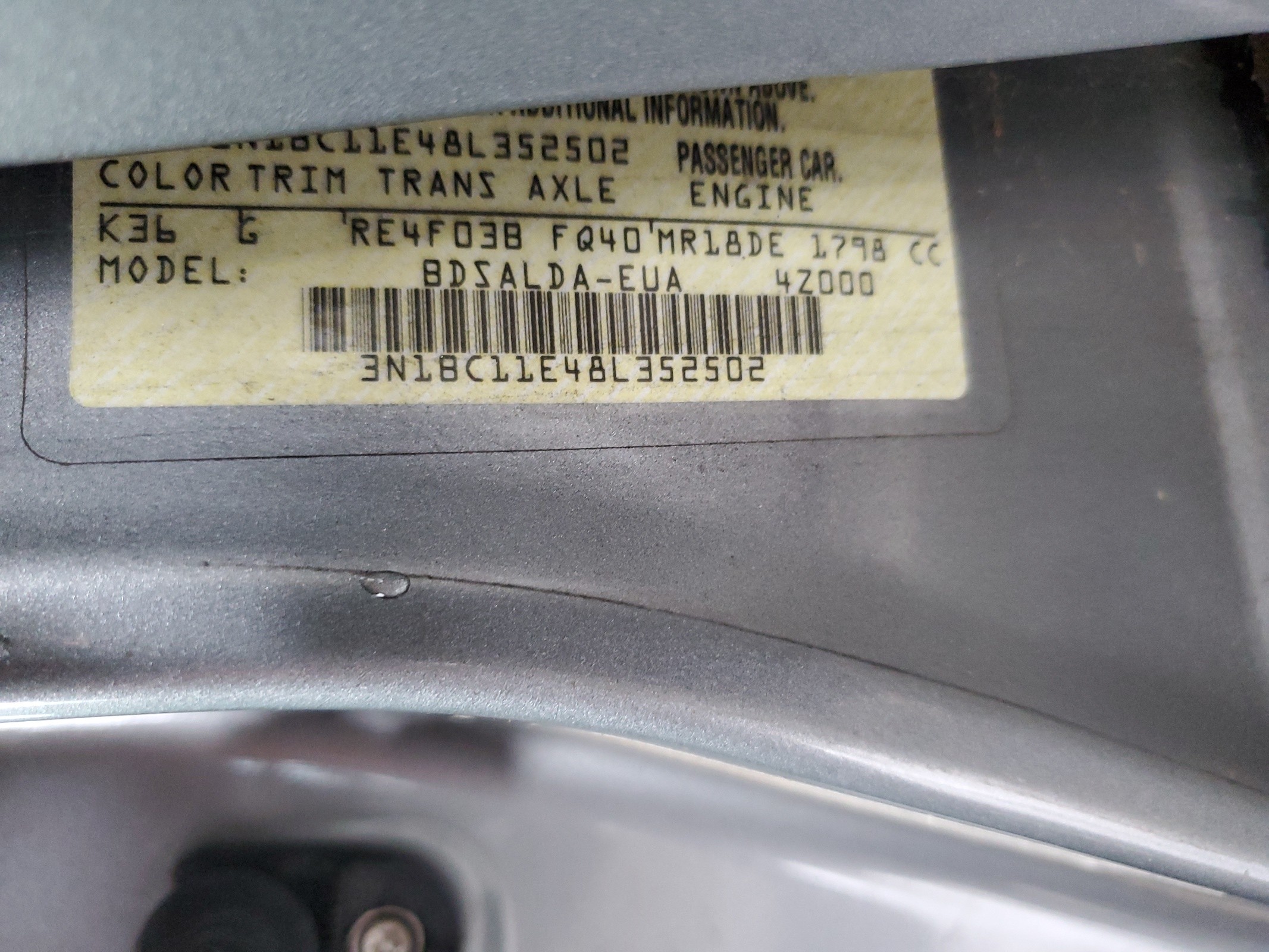 3N1BC11E48L352502 2008 Nissan Versa S