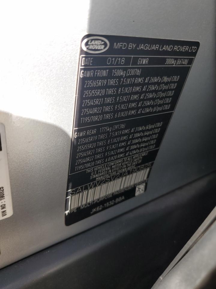 2018 Land Rover Range Rover Sport Hse Dynamic VIN: SALWV2SV2JA190825 Lot: 62258194